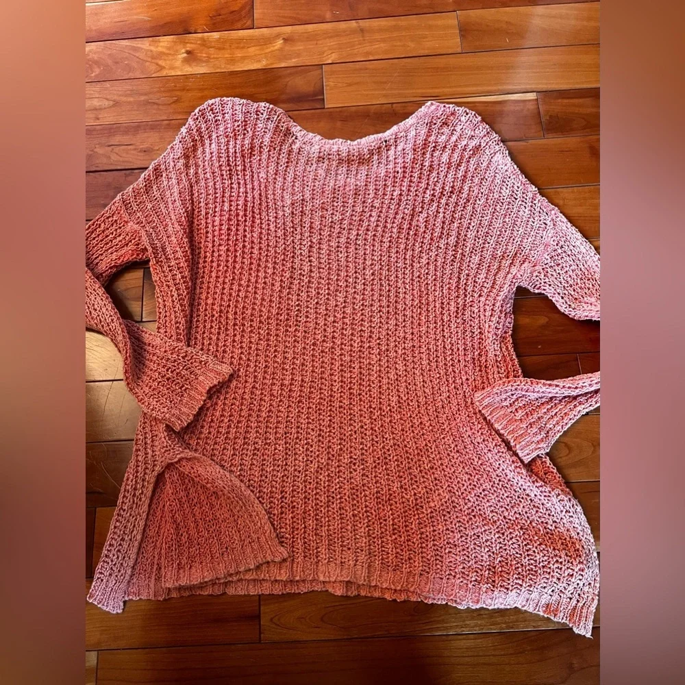 Oversized free people sheer see through peachy coral pink top size small